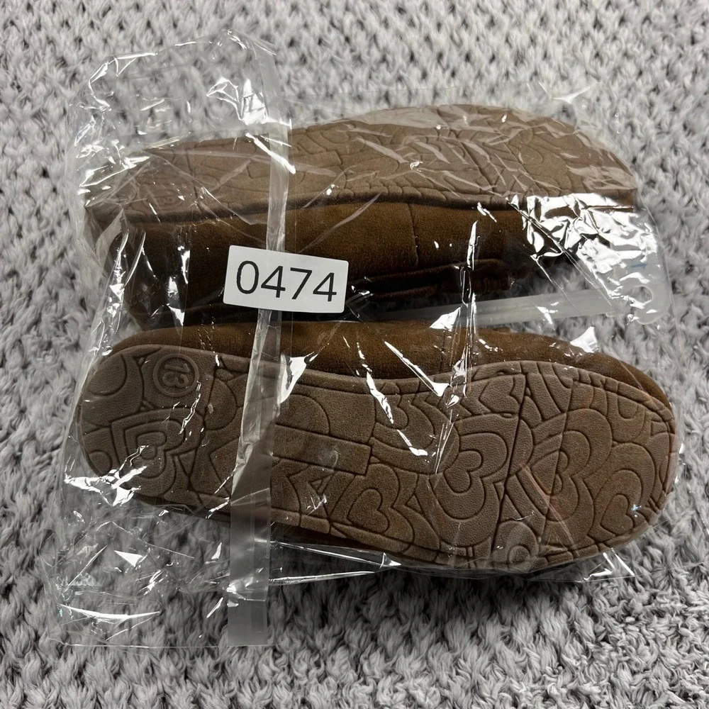 Cat Jack‎ Toddler Girls Brown Moccasin Slippers Fuzzy Lined Bow Size 13 NWT